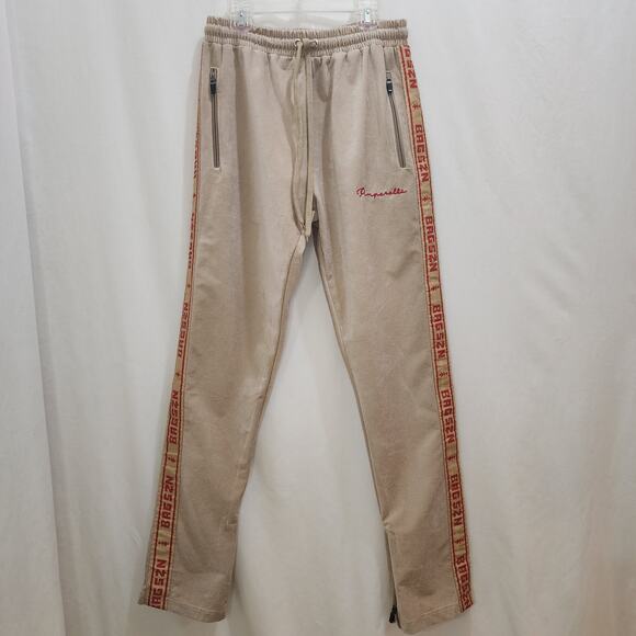 Pimperelli Unisex RARE Velvet BAGSZN Red Trim Elastic Waist Jogger Pants, Small - Picture 2 of 8